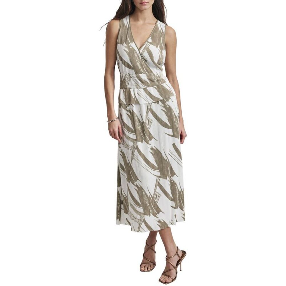 Dkny Womens Sleeveless V-Neck Lined Dress, White
